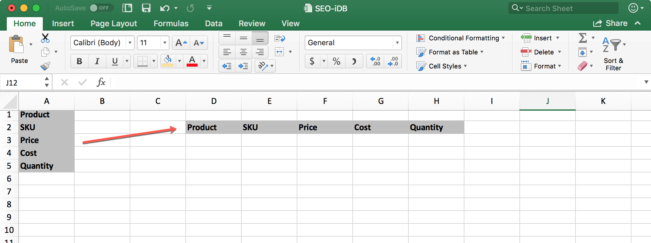 excel for mac view rows and columns headers